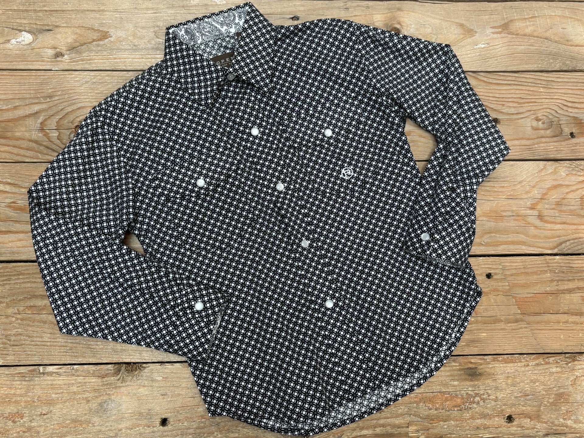 Boys Roper Amarillo Black Print Shirt - Black (7136368033869)