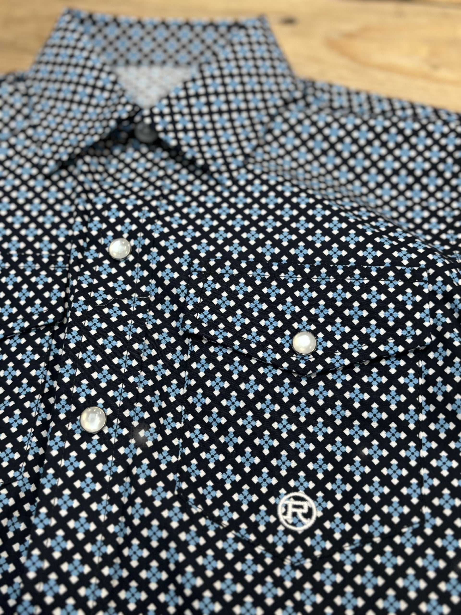 Boys Roper Amarillo Diamond Navy with Light Blue and White Shirt (7136430751821)