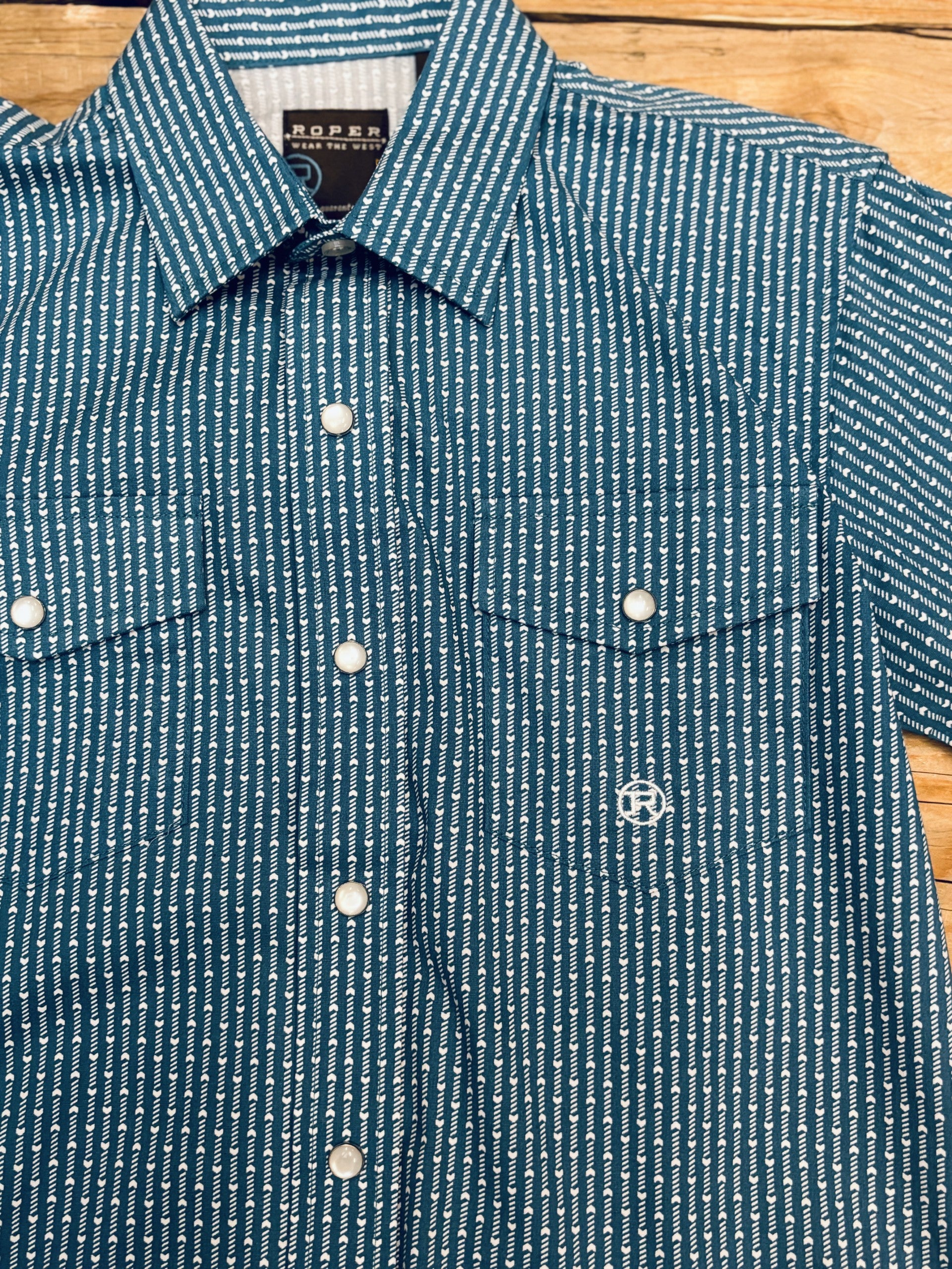Boys Roper Amarillo Green Print Shirt (7136434421837)