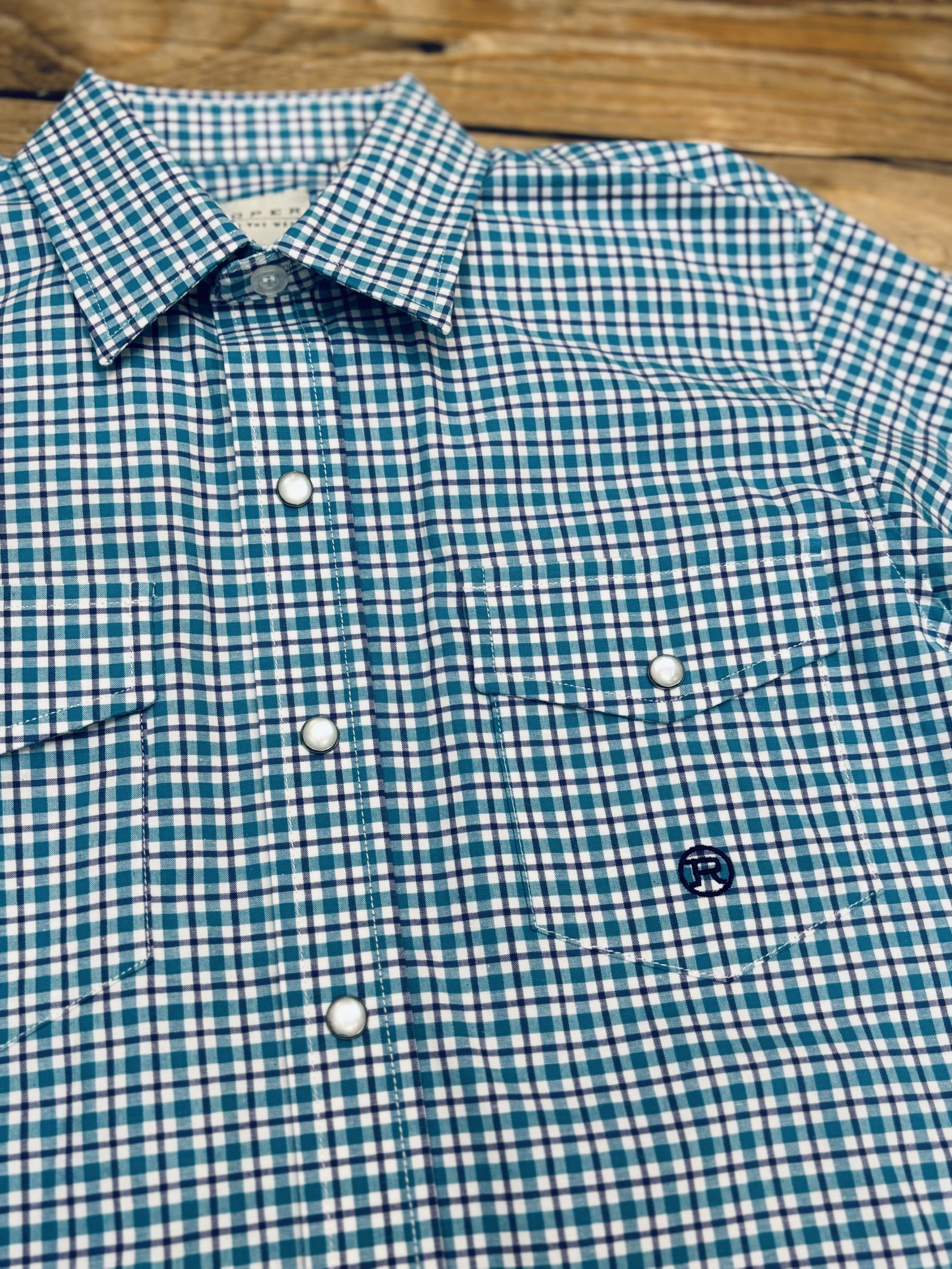 Boys Roper Amarillo Blue Check Shirt (7136431046733)