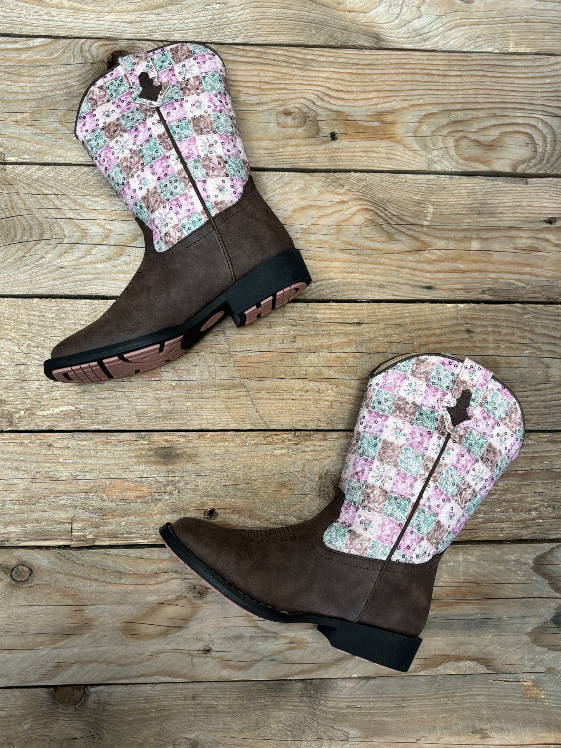 Kids Roper Floral Shine Boot (7229075095629)