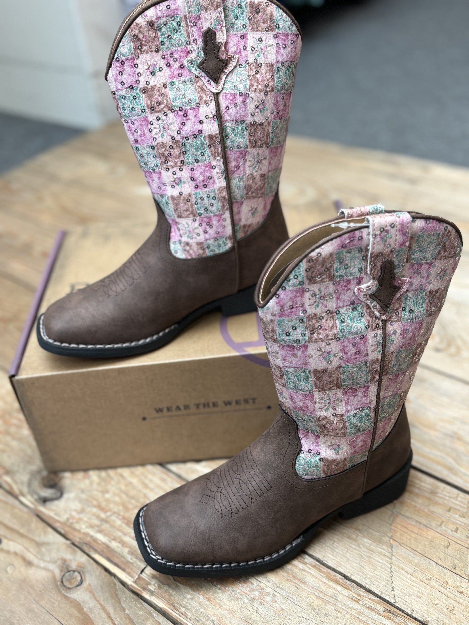 Kids Roper Floral Shine Boot (7229075095629)