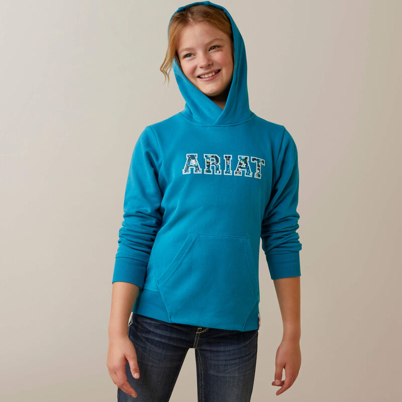 Youth Ariat 3D Logo 2.0 Hoodie - Mosaic Blue (6924193955917)