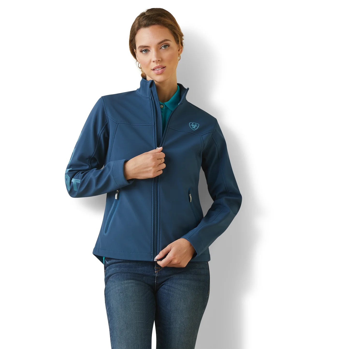 Womens Ariat New Team Softshell Jacket - Deep Petroleum (6887587446861)