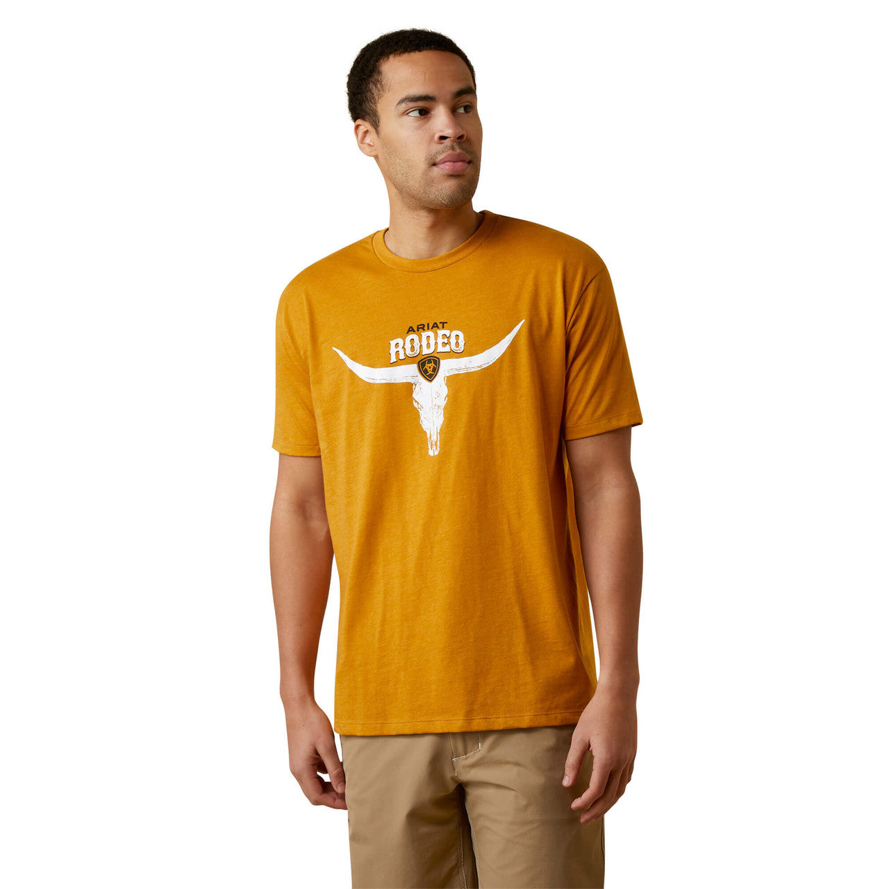 Mens Ariat Rodeo Skull Tee Tshirt - Buckhorn Heather (6917247860813)