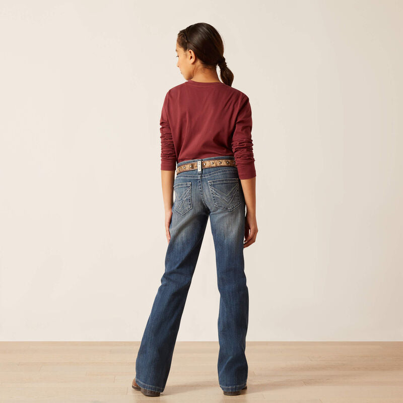 Girls Ariat REAL Boot Cut Jean - Clover Chill Blue (7031142940749)