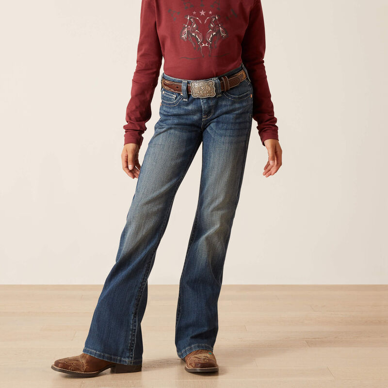 Girls Ariat REAL Boot Cut Jean - Clover Chill Blue (7031142940749)