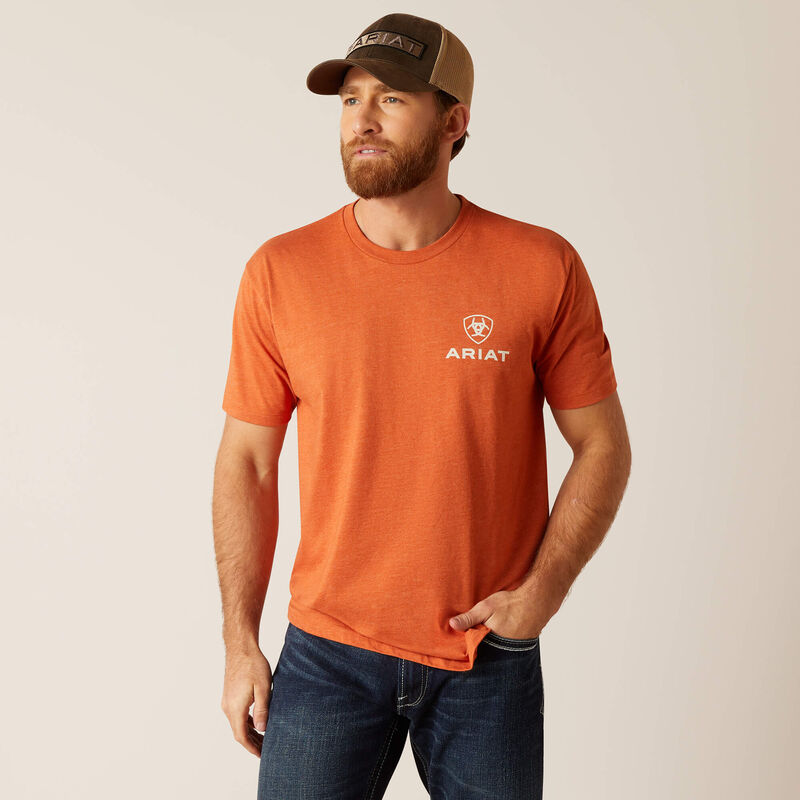 Mens Ariat Rope Lock up Tee - Adobe Heather (7011986473037)