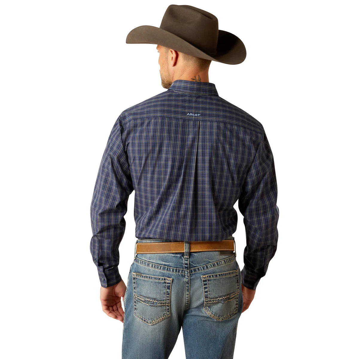 Mens Ariat Pro Series Team Kolt LS Shirt - Navy Blue / Light Blue (7452430270541)