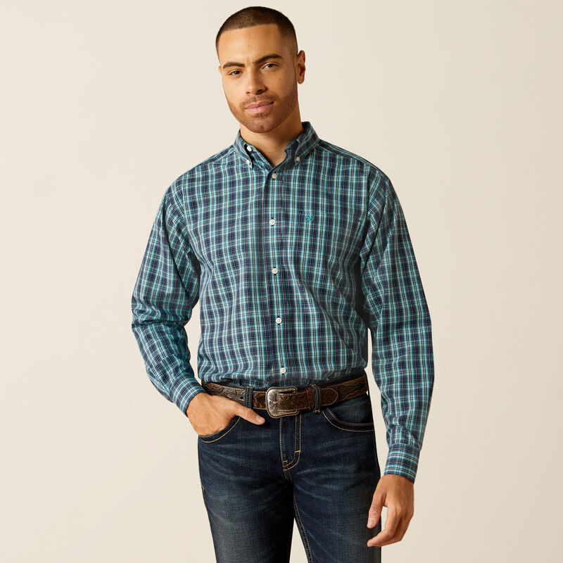 Mens Ariat Wrinkle Free Gibson LS Shirt - Dark Teal (7452430368845)