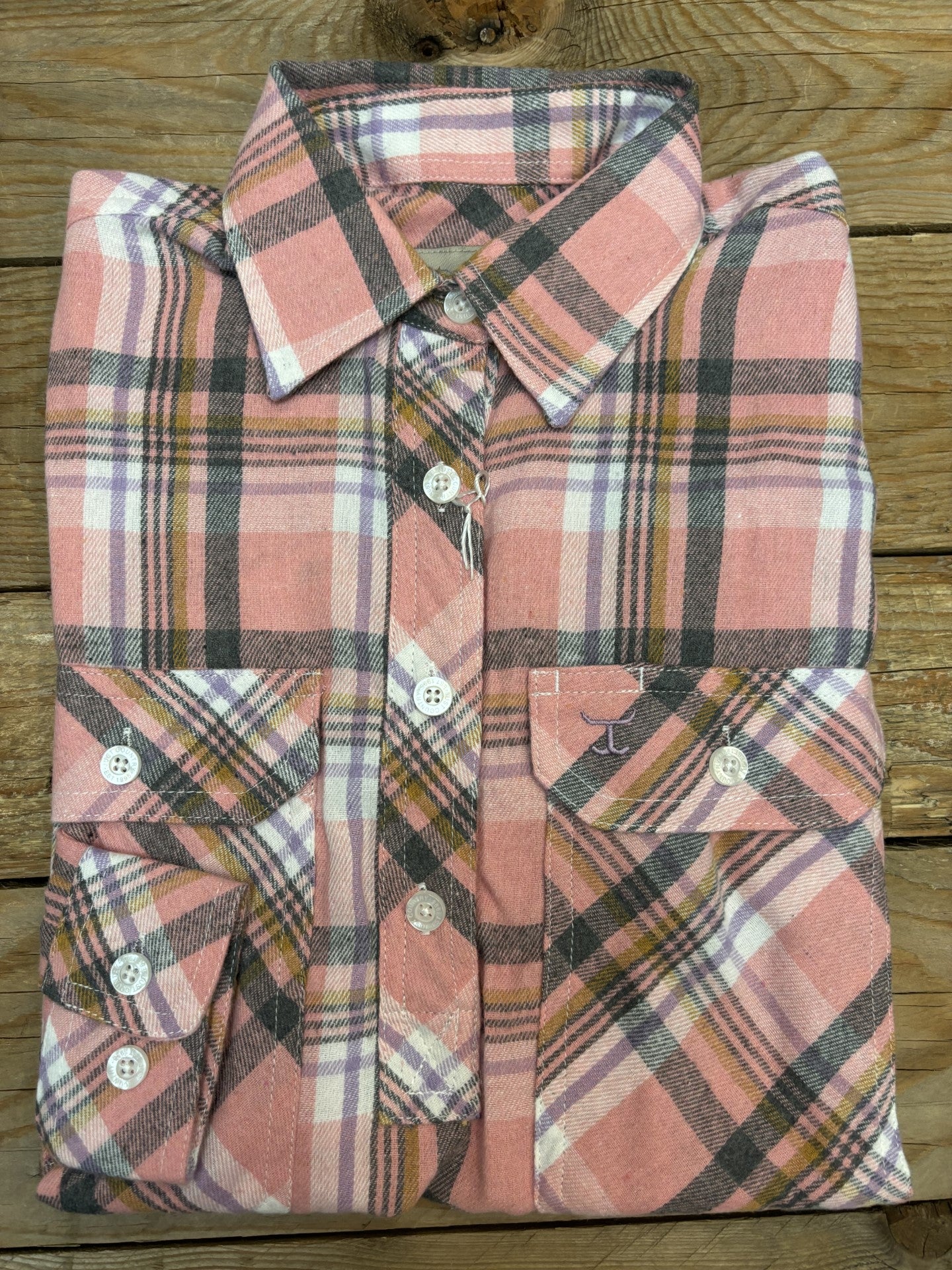 Womens Just Country Jahna Half Button Flannel Workshirt - Pink (7025692999757)