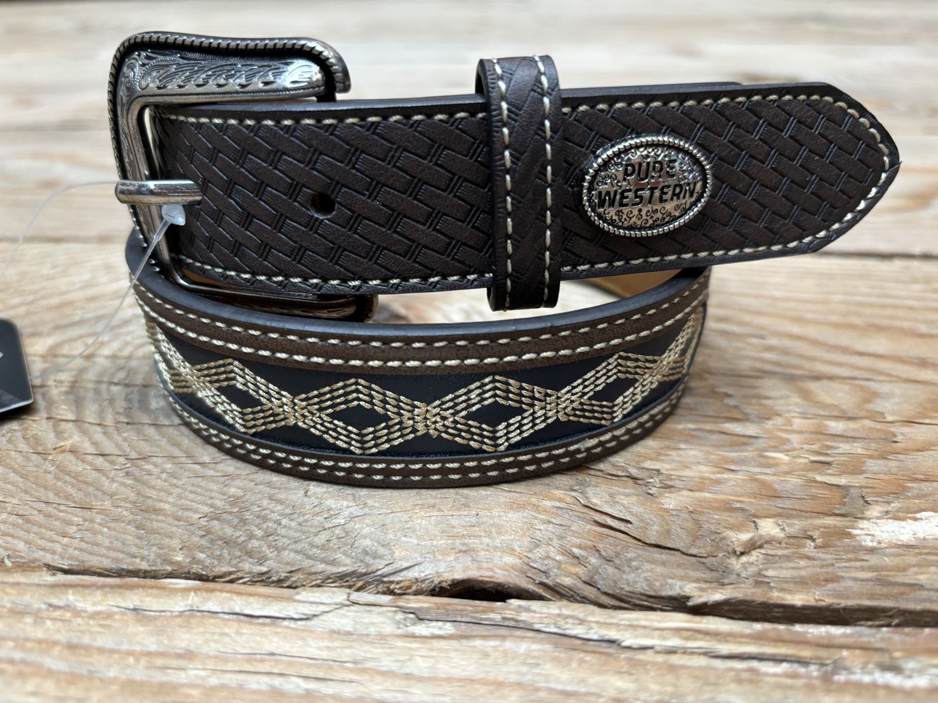 Mens Pure Western Radley Belt - Tan / Navy (7041897693261)