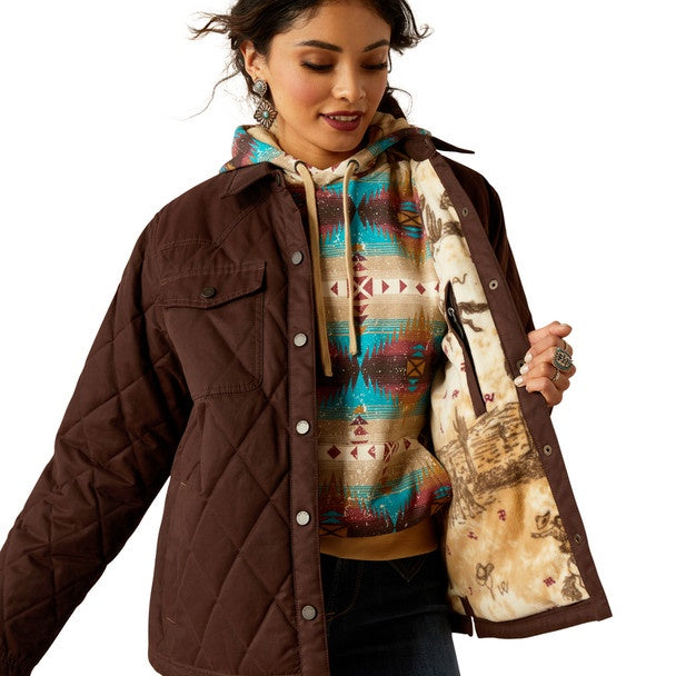 Womens Ariat Grizzly Quilted Barn Jacket - Mole (7453069869133)