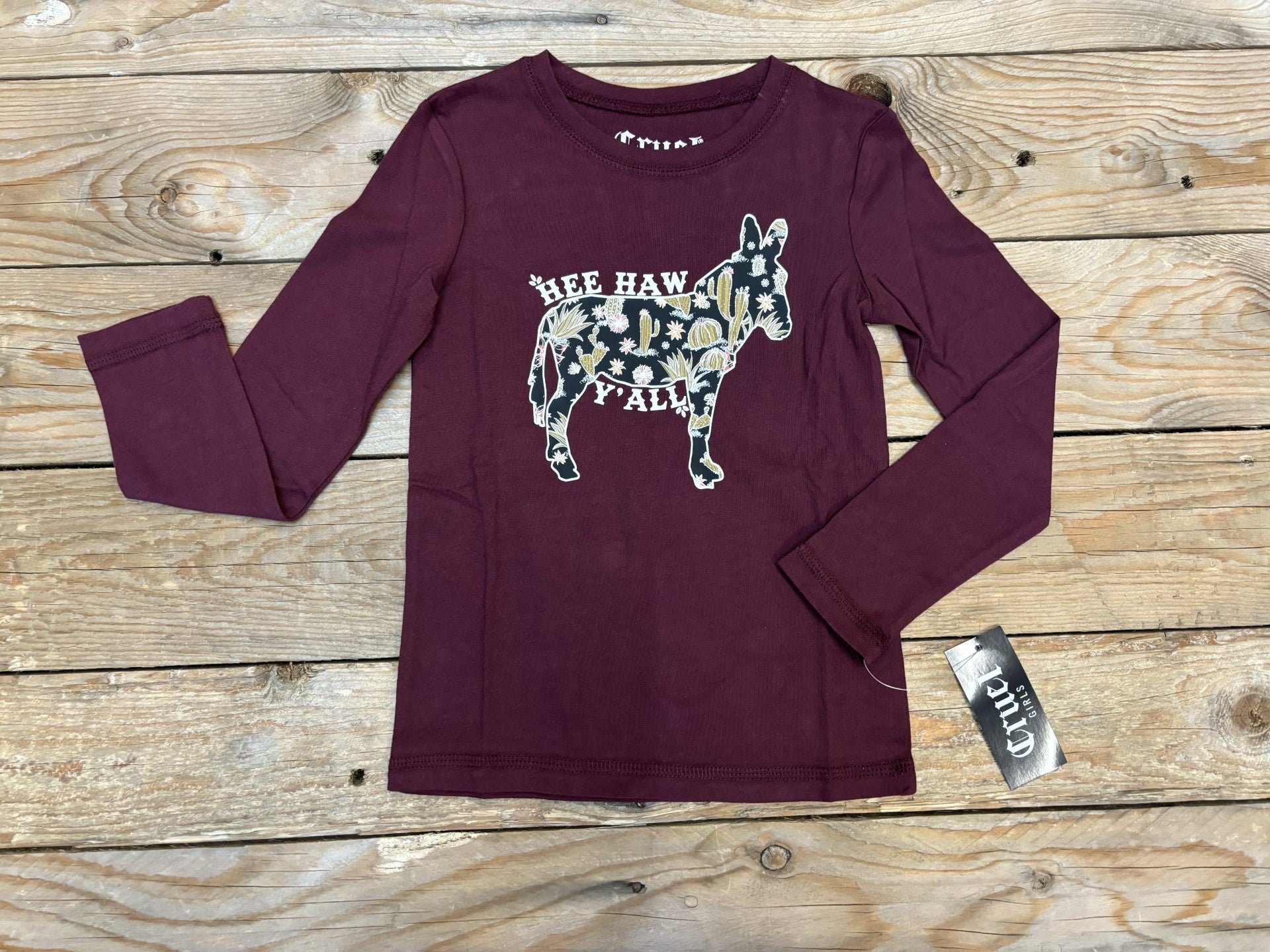 Girls Toddler Cruel Girl Hee Haw Y'all LS Tee - Plum (7048643739725)