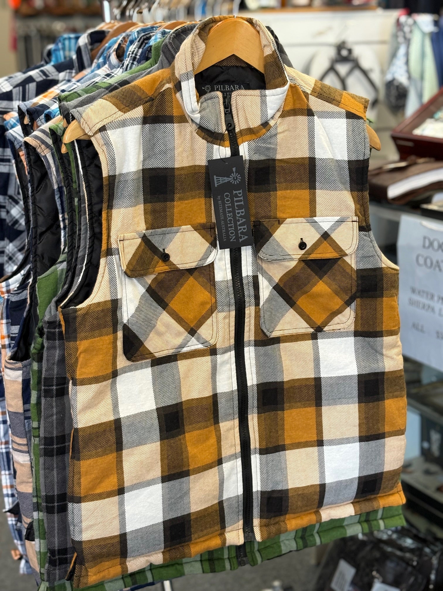 Mens Ritemate Flannelette Zipper Front Quilted Vest - Choose Colour (7503700033613)