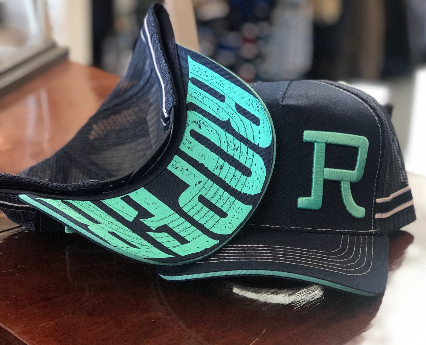 Roper Trucker Cap - Navy / Turquoise (7352094490701)