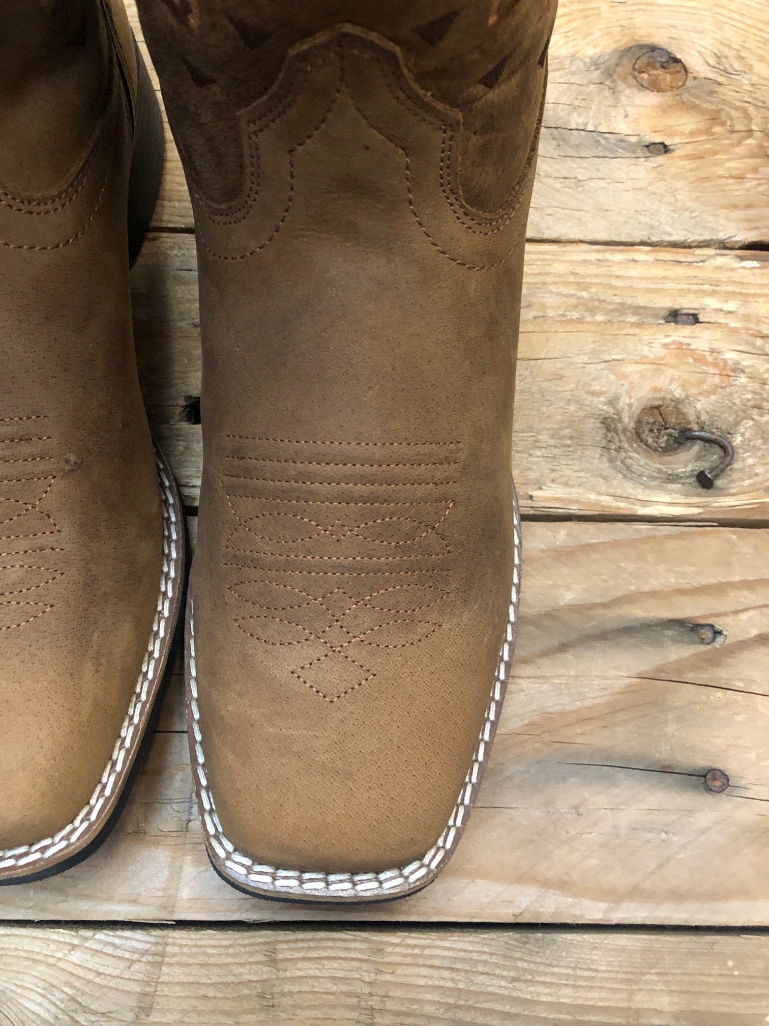Womens Roper Monterey Aztec Tan Burnished Leather Boot (7336676786253)