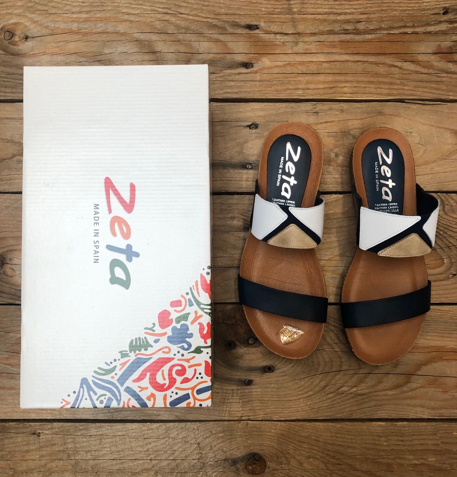 Womens Zeta Resort Sandal - Beige / White / Navy (7348512948301)