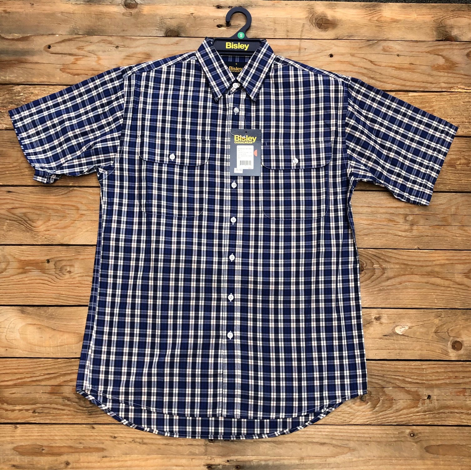 Mens Bisley S/S Blue Check Shirt (7510281191501)