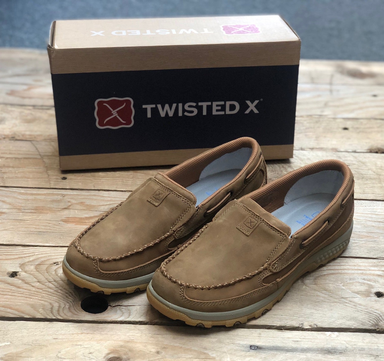 Womens Twisted X Brown Cell Stretch Slip on Moc (7359536136269)
