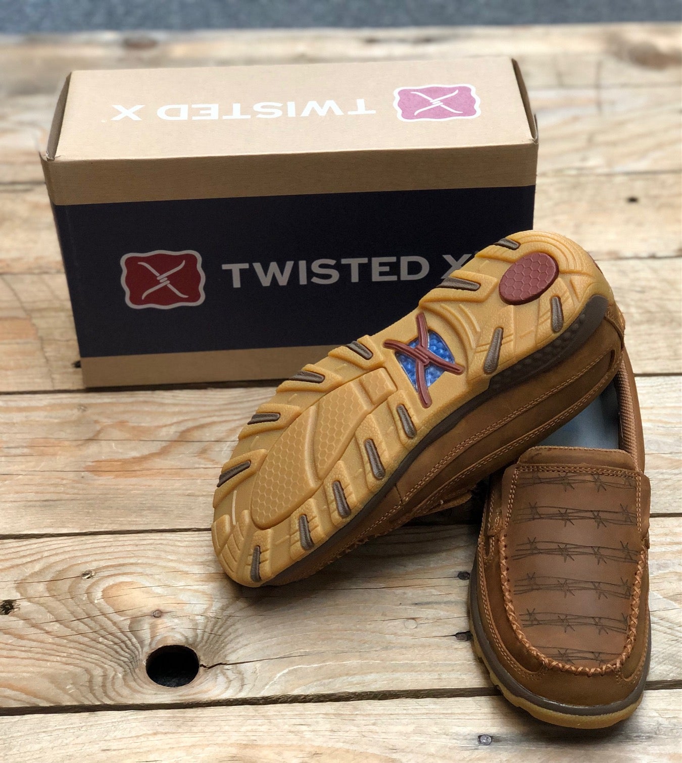 Womens Twisted X Barbed Cell Stretch Slip on Moc - Brown (7359535808589)