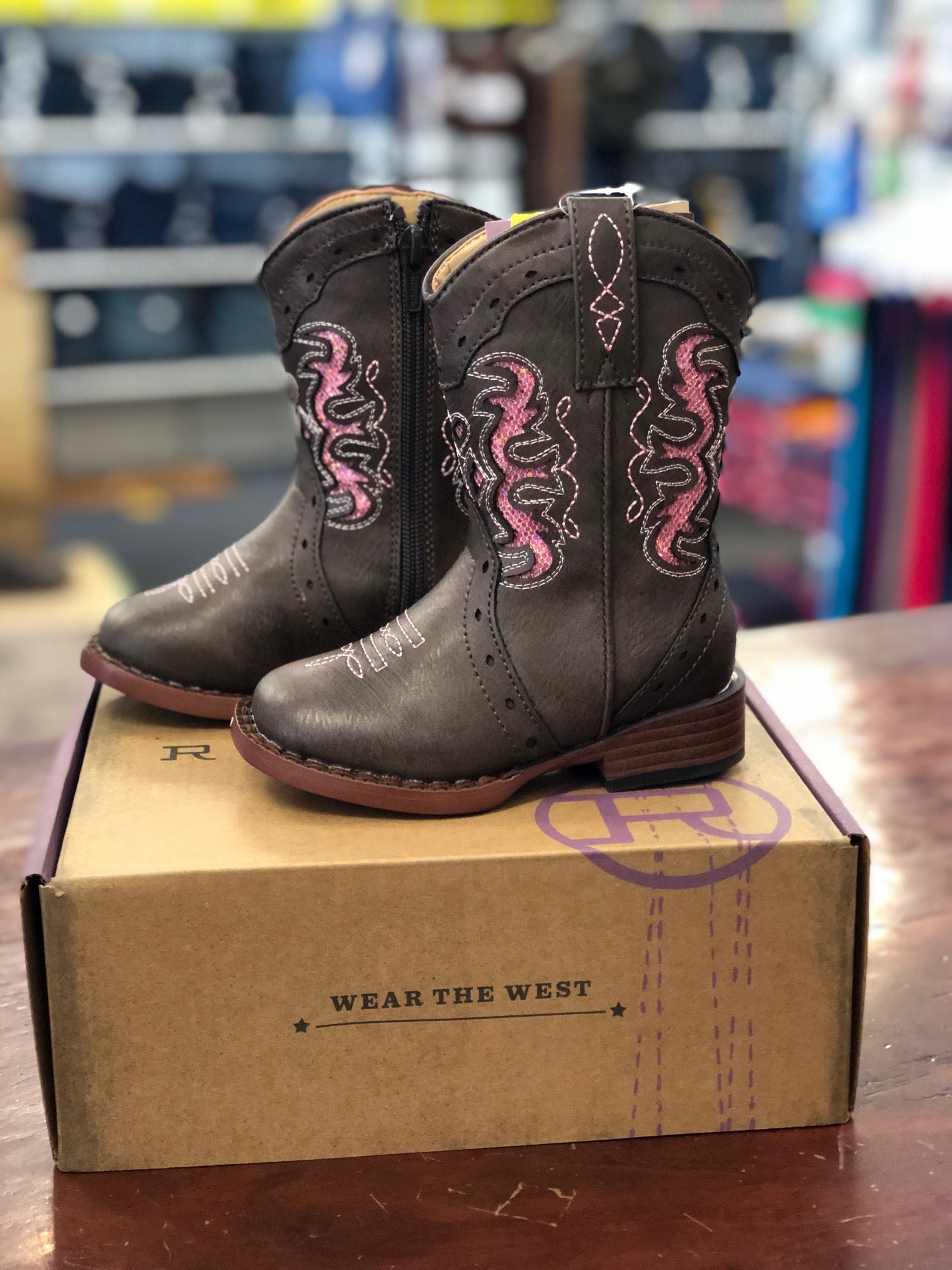 Toddler Roper Lexi Boot - Choc / Pink Glitter (7431113113677)