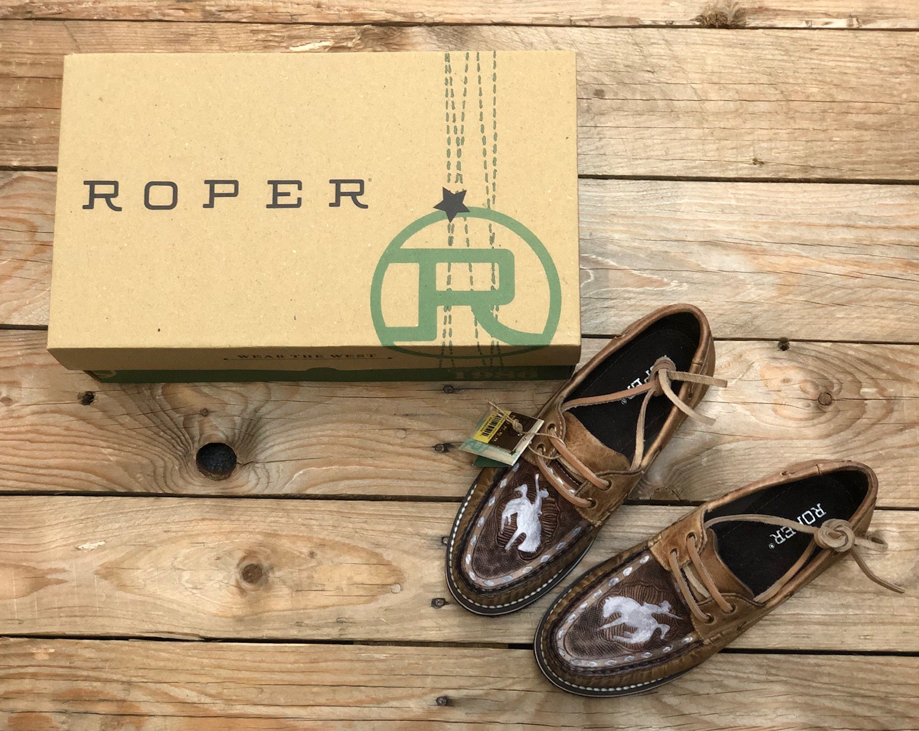 Womens Roper Filly Slip on Boat Shoe - Tan Leather (7453947887693)