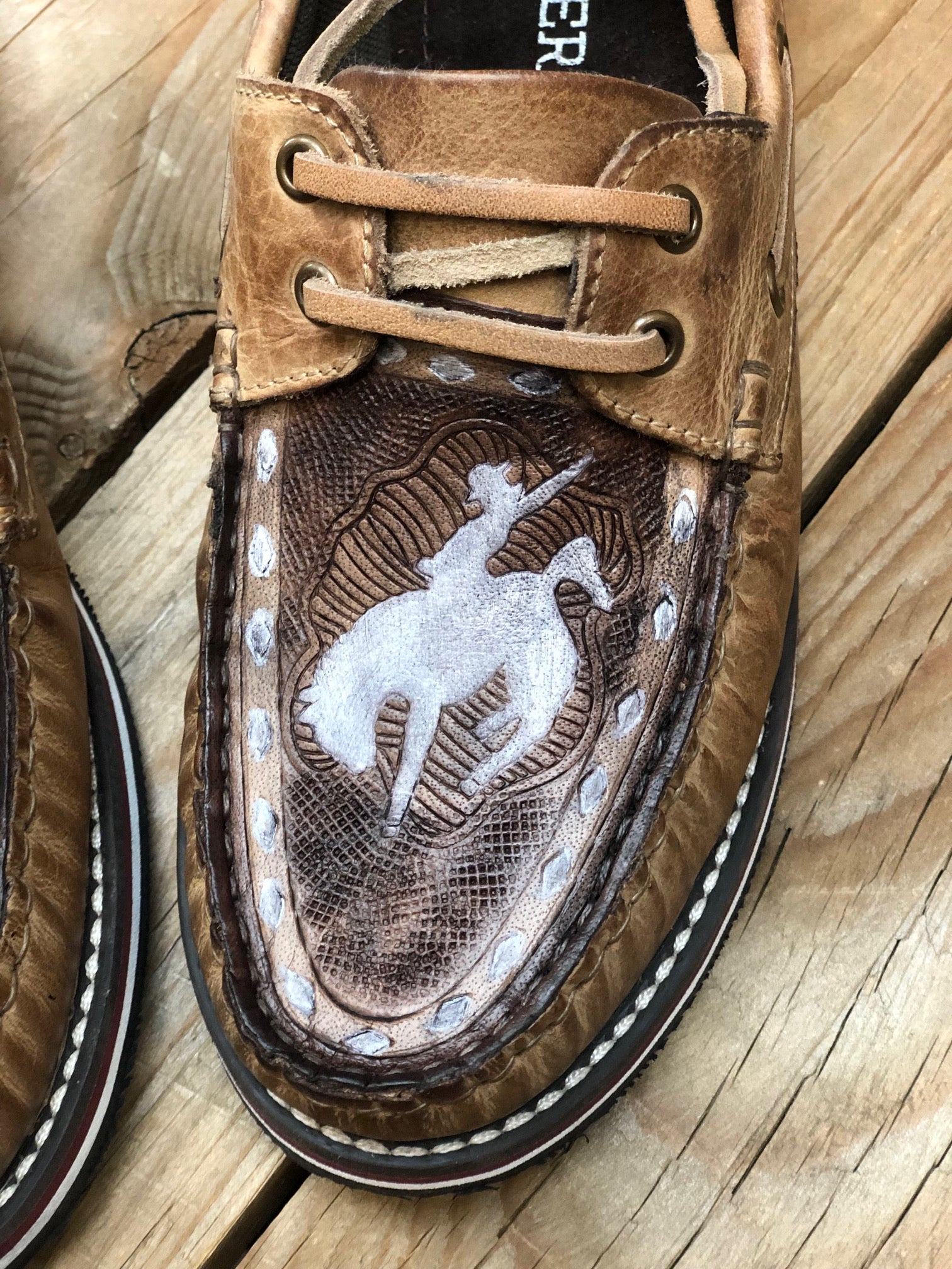 Womens Roper Filly Slip on Boat Shoe - Tan Leather (7453947887693)