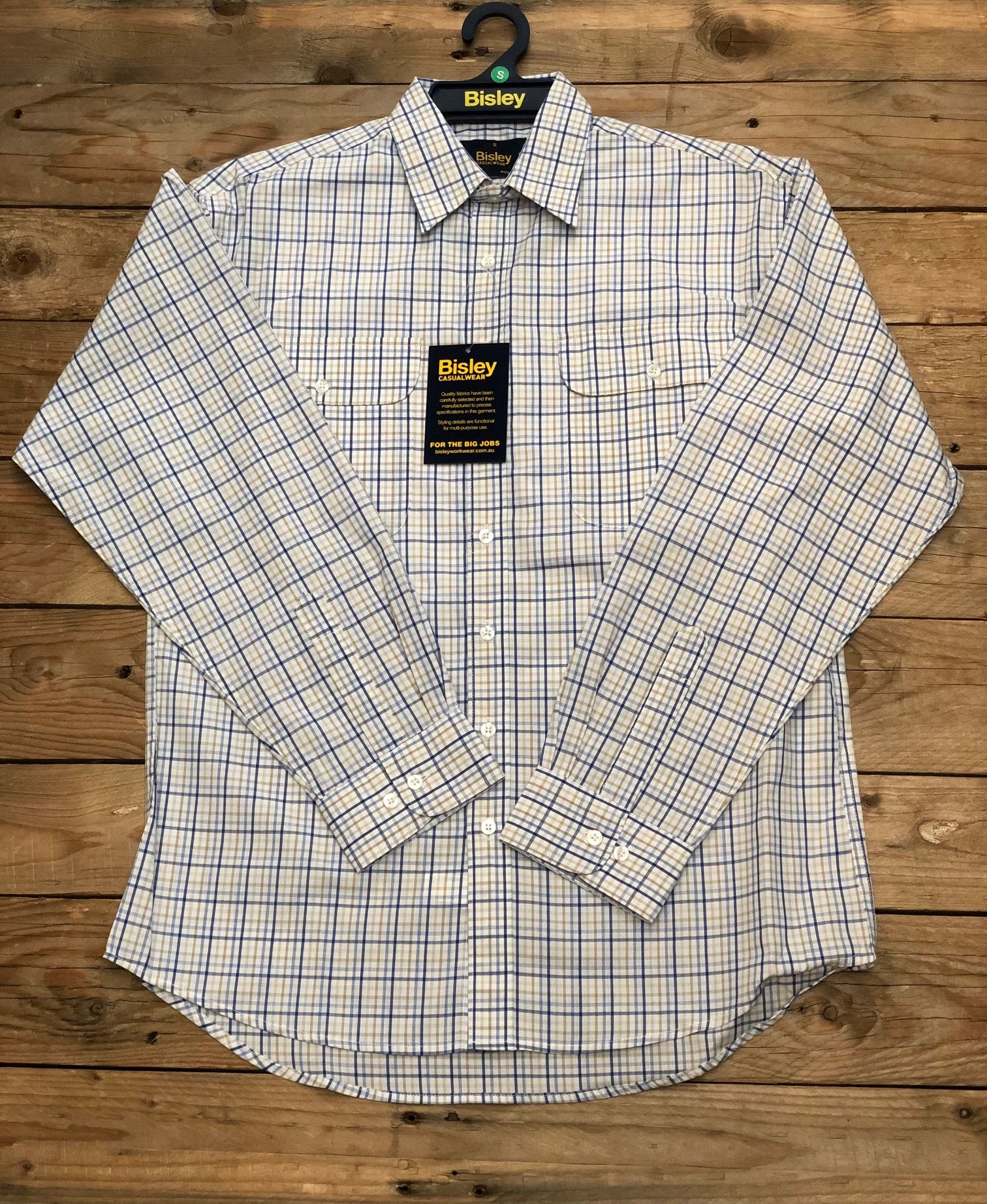 Mens Bisley Medium Check LS Shirt - CK LBLU (7510280994893)