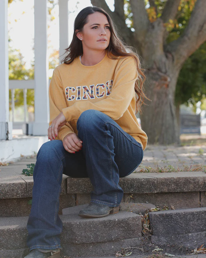 Ladies Cinch Logo Sweatshirt Sweater - Gold