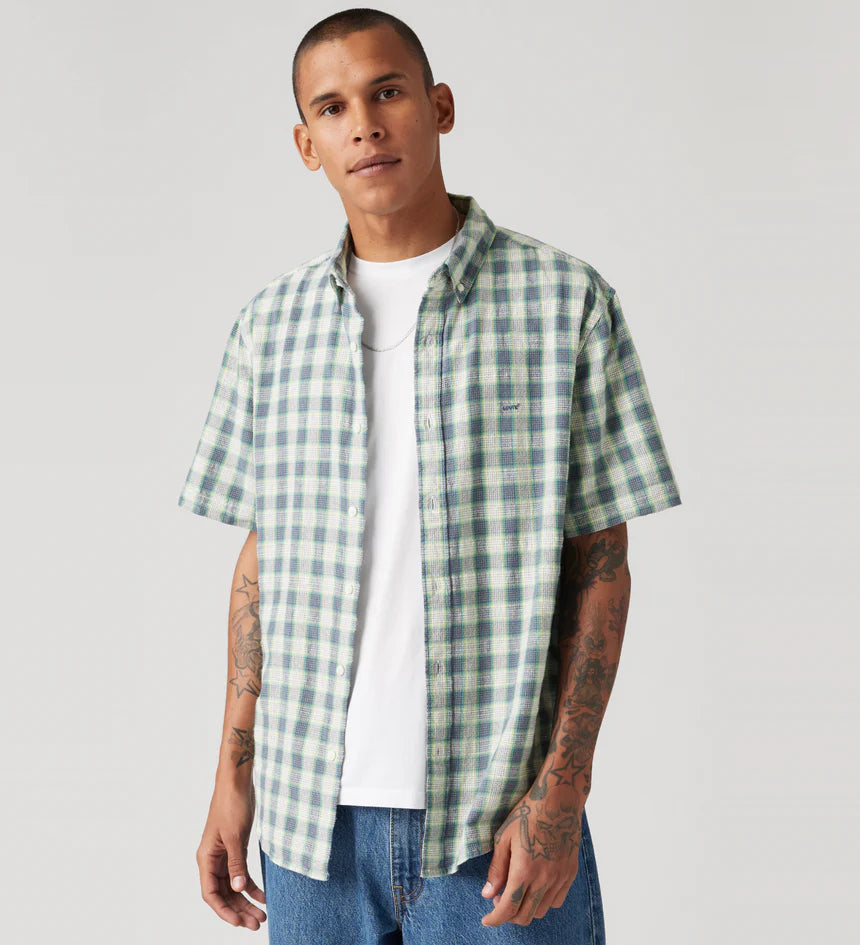 Mens Levi Authentic Button Down Xavier Plaid Shirt - Vintage Indigo (7453205135437)