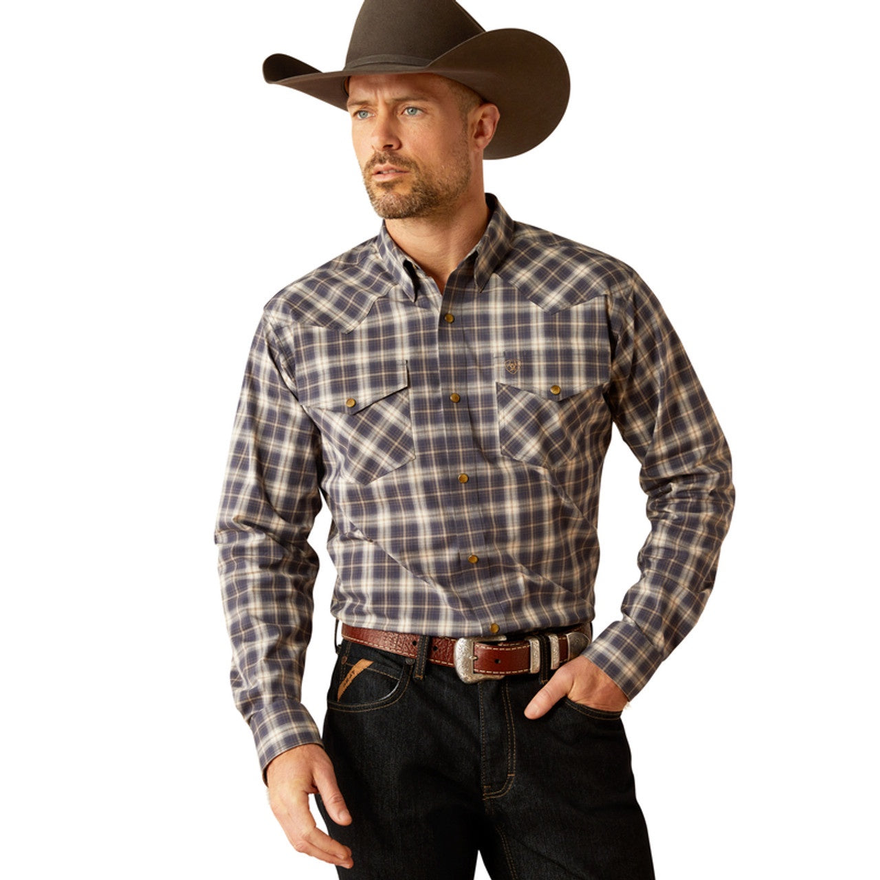 Mens Ariat Relentless Pursuit Long Sleeve Snap Shirt - Odyssey Grey (7495605321805)