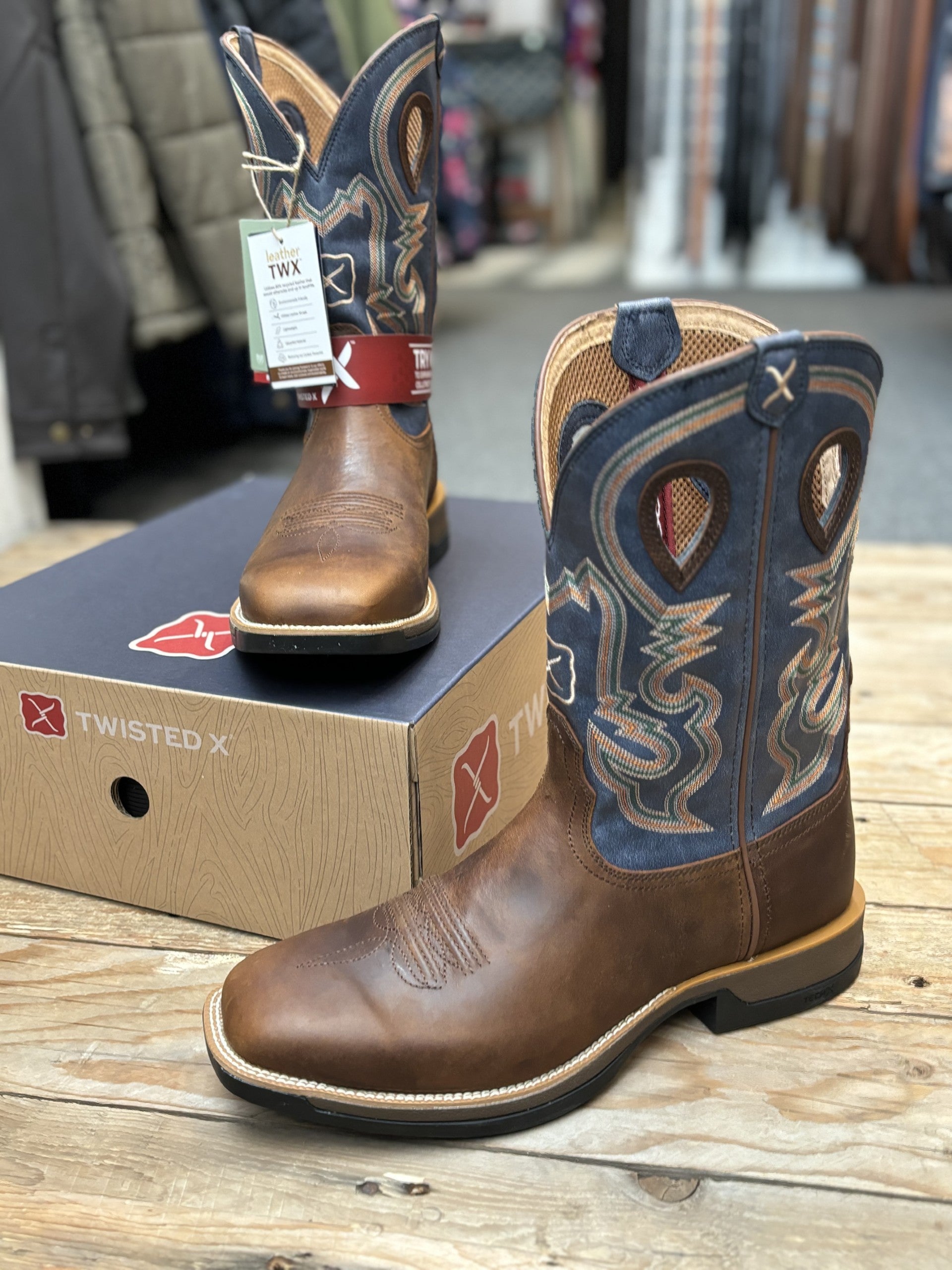 Mens Twisted X 12" Tech X1 Boot - Rust Brown / Peacock (7222402711629)