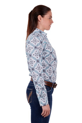 Womens Wrangler Neda LS Shirt - Aqua (6894478032973)