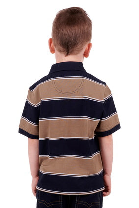 Boys Kids Thomas Cook Anderson Polo Shirt - Navy / Tan (6894296531021)