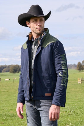 Mens Wrangler Andrew Jacket - Navy / Cypress (7534309343309)