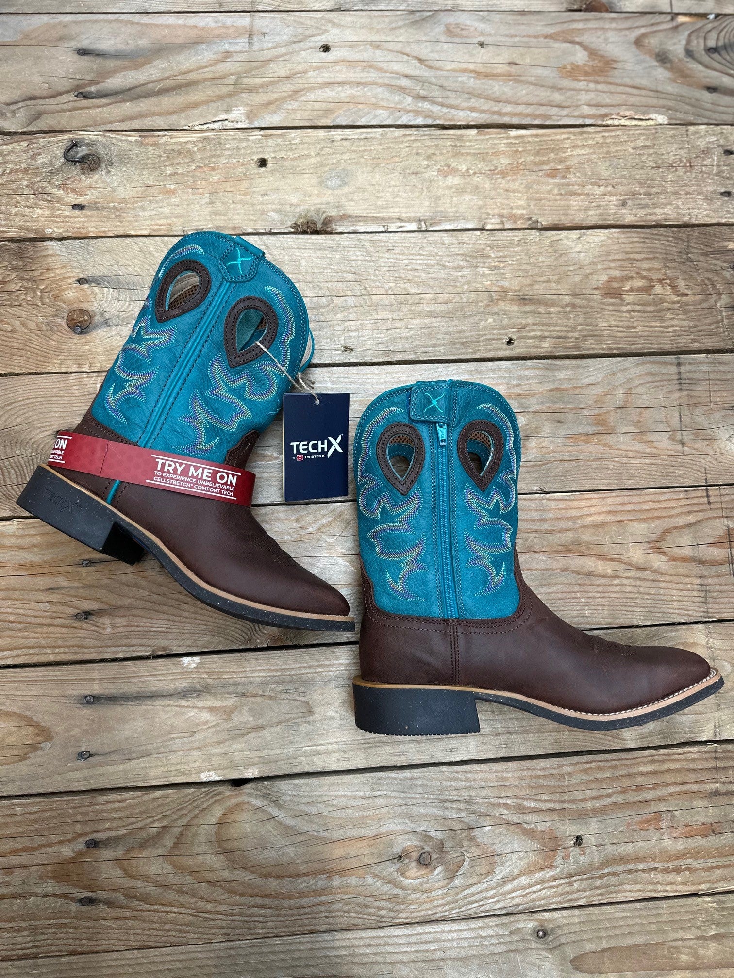 Womens Twisted X 9" Tech X2 Zip Boot - Chocolate Truffle / Ocean (7495251722317)