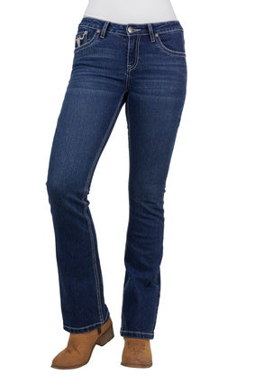 Womens Pure Western Ava Mid Rise Bootcut Jean 32 Leg (7327247204429)