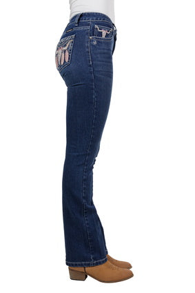 Womens Pure Western Ava Mid Rise Bootcut Jean 32 Leg (7327247204429)