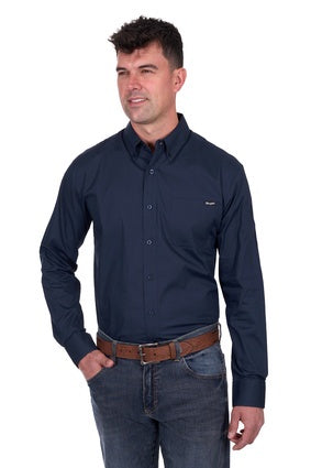 Mens Wrangler Brad LS Shirt - Navy (7554801139789)