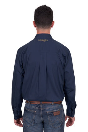Mens Wrangler Brad LS Shirt - Navy (7554801139789)