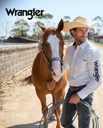 Mens Wrangler Brent LS Shirt - White / Navy (7554370076749)