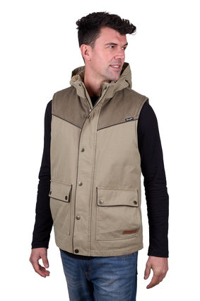 Mens Wrangler Cain Vest - Stone (7534318223437)