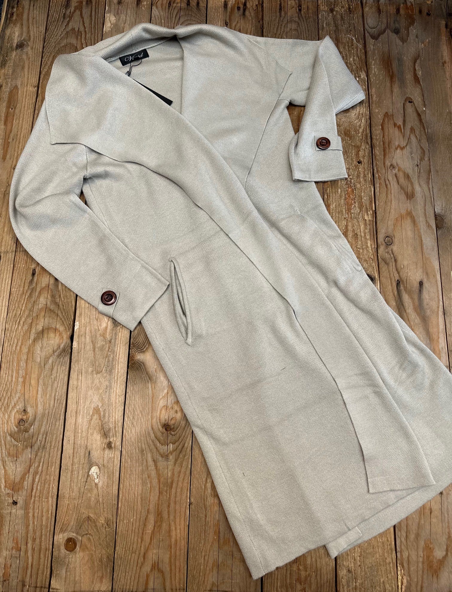 Womens Wool Mix Jacket / Long Cardigan - Putty (7049863430221)