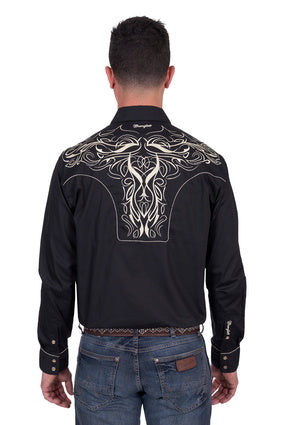 Mens Wrangler Carlos Embroidered LS Shirt - Black (7554373713997)