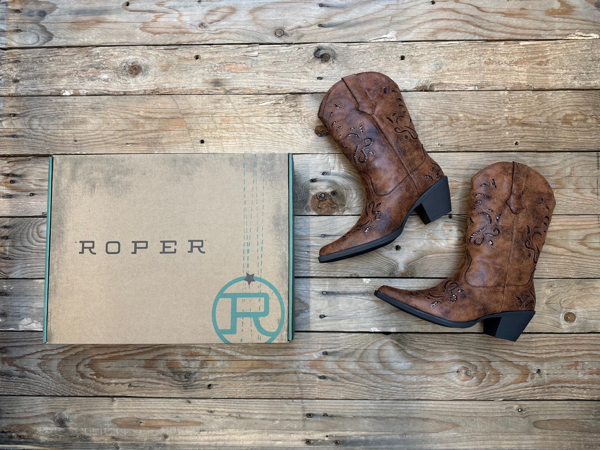 Womens Roper Chloe Boot - Tan / Bronze Glitter Underlay (7301388599373)