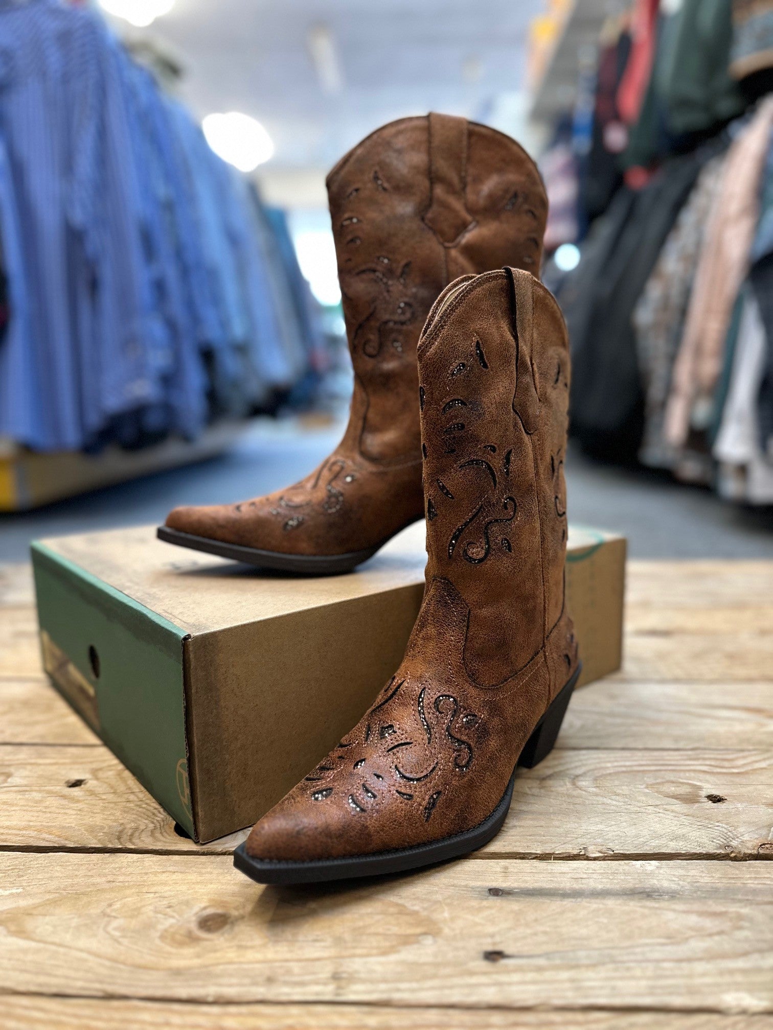 Womens Roper Chloe Boot - Tan / Bronze Glitter Underlay (7301388599373)