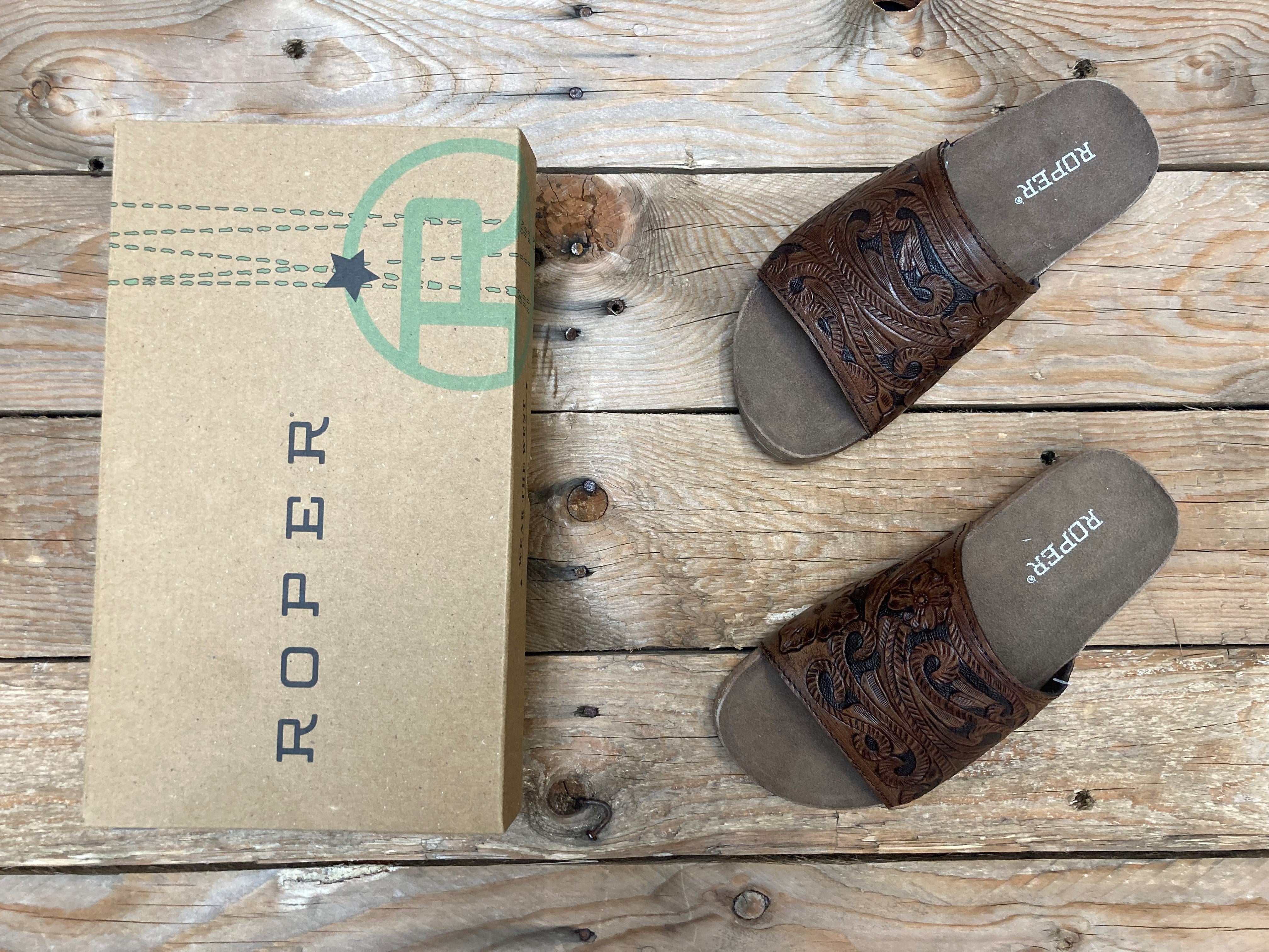 Womens Roper Destiny Cognac Leather Slide (6910795251789)