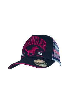 Womens Wrangler Eliza High Profile Trucker Cap - Navy / Pink