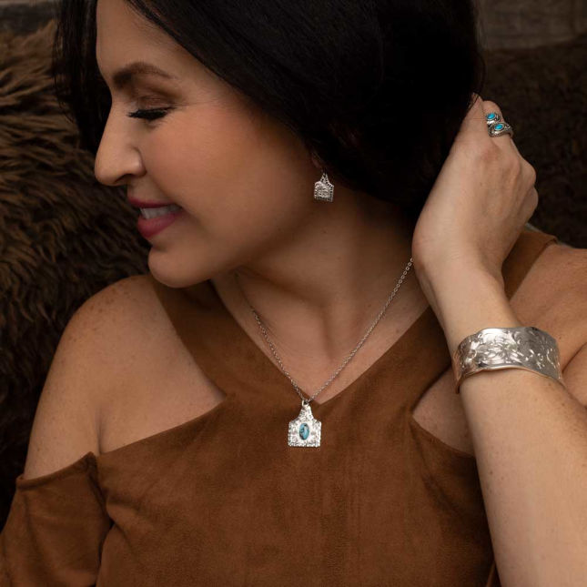 Montana Silver Chiseled Cow Tag Earrings (6924144246861)